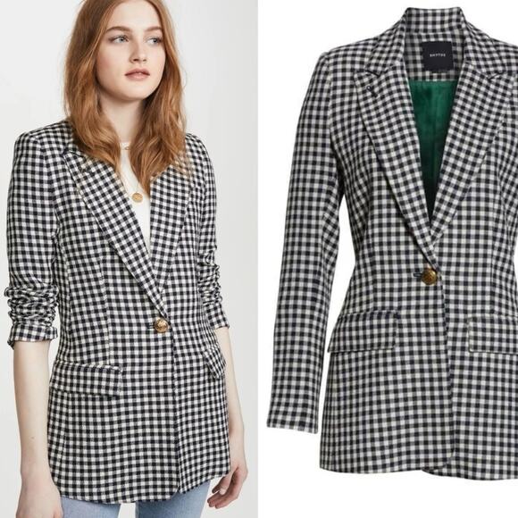 Smythe Tailored Blazer in Navy Check Size 2 NWT